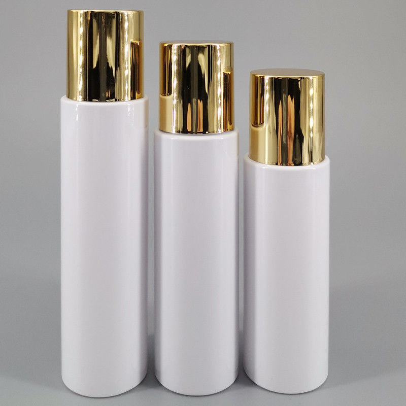 60ml 70ml 80ml White PET Cosmetic Bottle Luxury Gold Screw Cap Cylindrical Plastic Bottle Lotion Cream Makeup Bottle